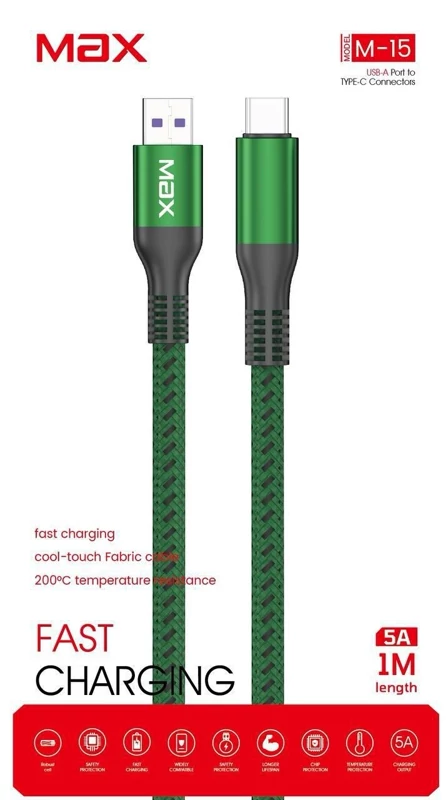 کابل تبدیل USB به USB-C مکس مدل M-15 طول 1 متر