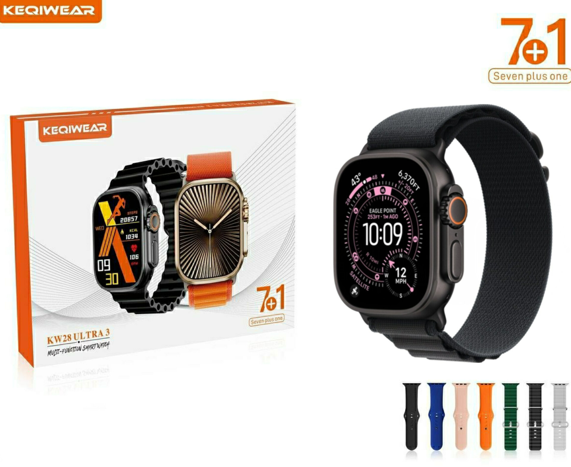 ساعت هوشمند هفت بند keqiwear 28 ultra