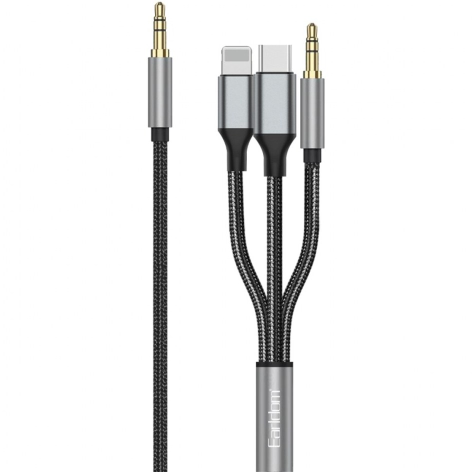 کابل تبدیل Earldom ET-AUX72 AUX To Type-C / Lightning / AUX 1.2m